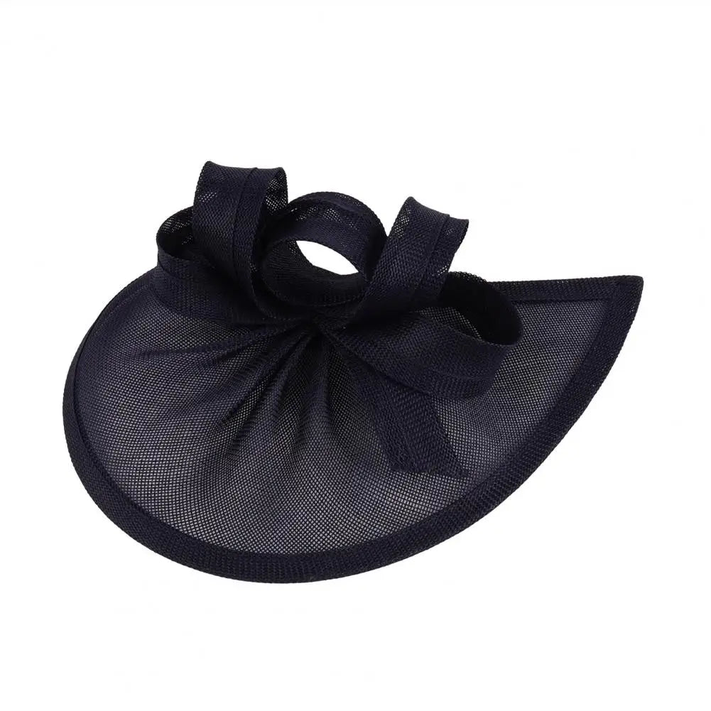 Elegant Linen Yarn Fascinator Hat with Bowknot Decor – Retro Style for Women