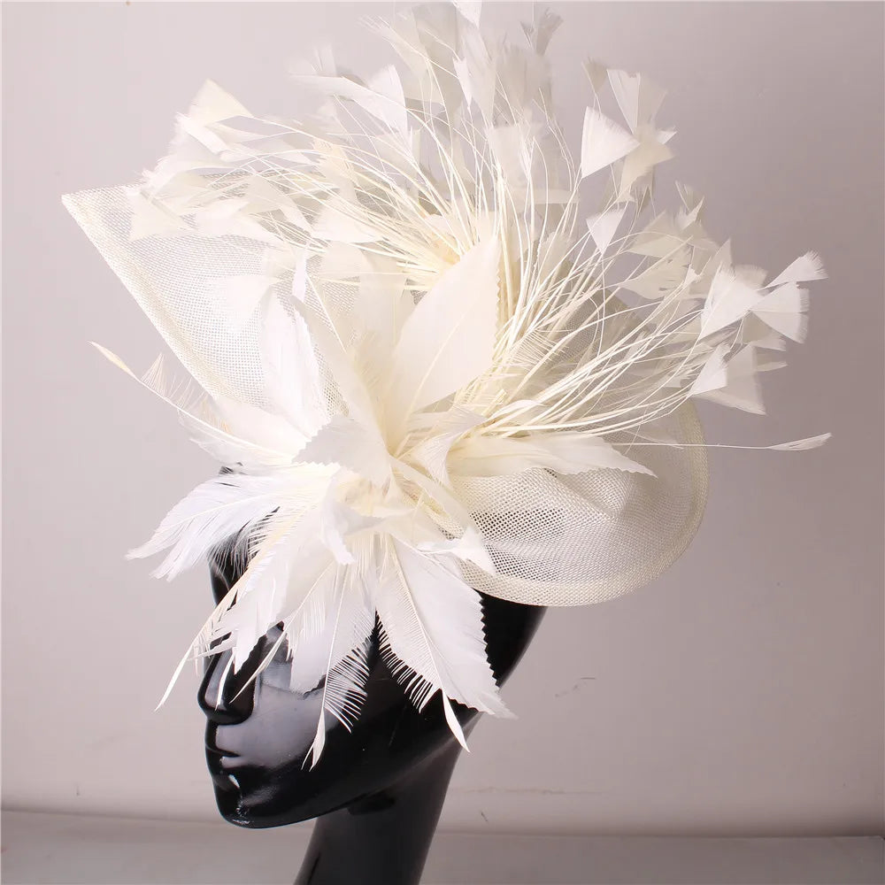 Elegant Red Wedding Fascinator – Imitation Sinamay Feather Hat, Vintage Bridal Headdress & Hair Accessory for Ladies