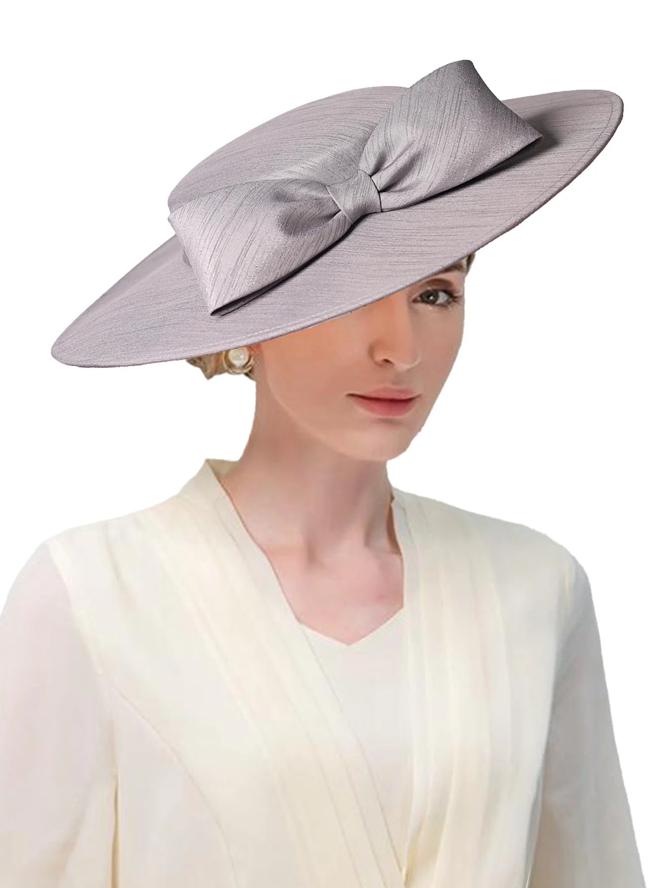 Wide Brim Church Fascinator Hat – Elegant Big Bowknot Fedora for Women, Kentucky Derby, Weddings & Tea Parties