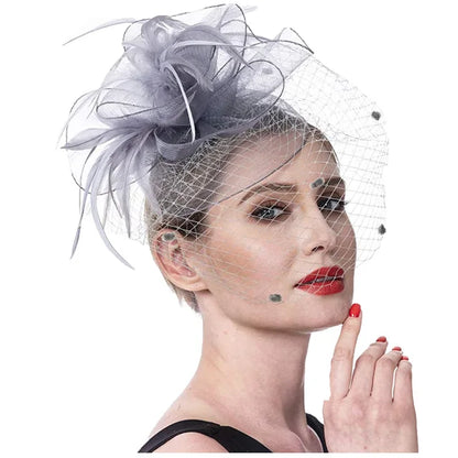 Bridal Feather Organza Fascinator Hat – Elegant Veil Headpiece for Weddings & Special Occasions