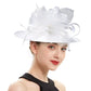 Deluxe White Church Hat – Elegant Satin Party & Banquet Hat with Chains & Flowers, Perfect for Formal Events & Photography