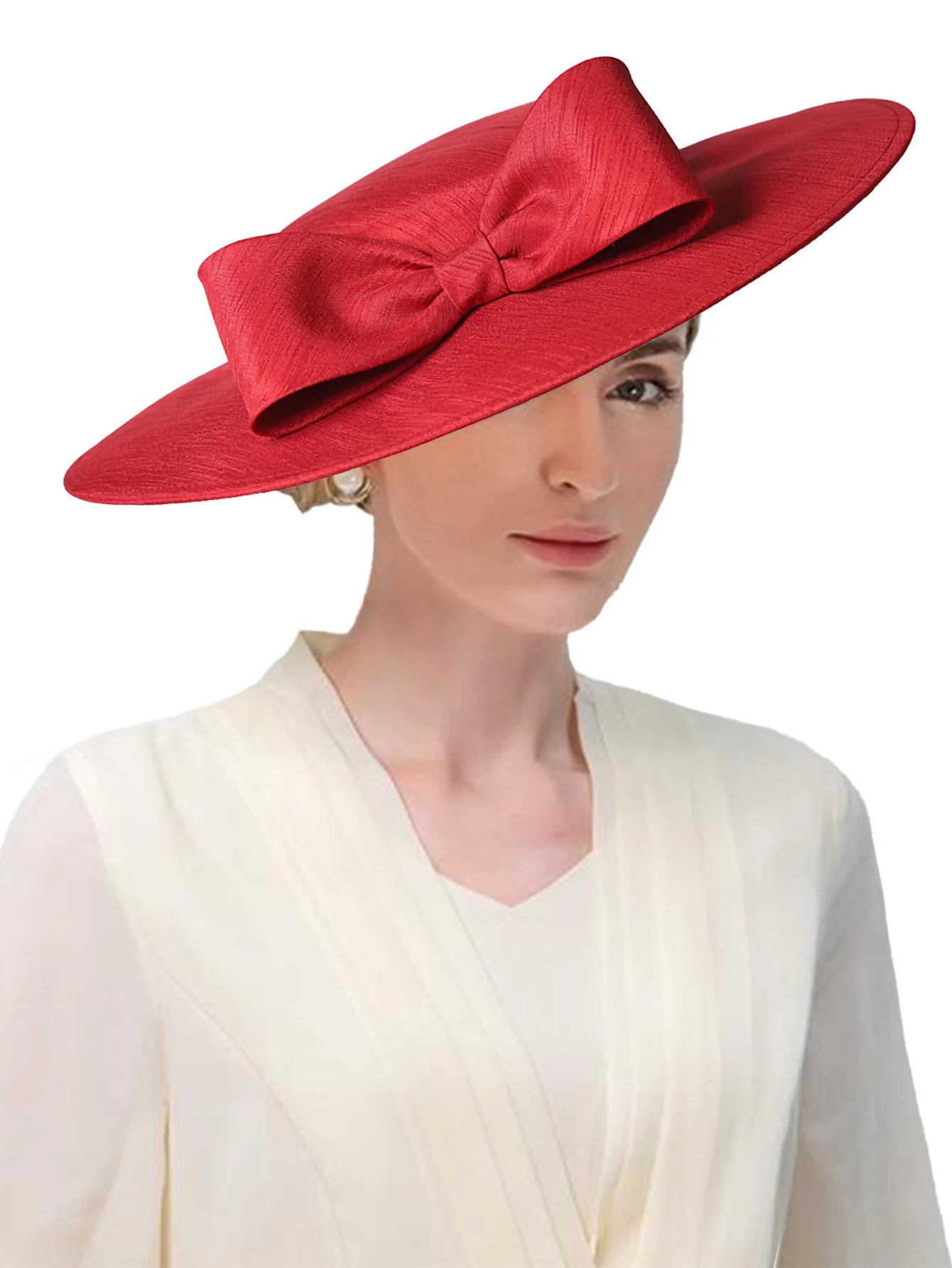 Wide Brim Church Fascinator Hat – Elegant Big Bowknot Fedora for Women, Kentucky Derby, Weddings & Tea Parties