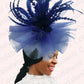 Women's Elegant Mesh Fascinator – Big Derby Hat with Veil & Feathers for Kentucky, Weddings & Party Headpiece