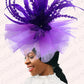 Women's Elegant Mesh Fascinator – Big Derby Hat with Veil & Feathers for Kentucky, Weddings & Party Headpiece