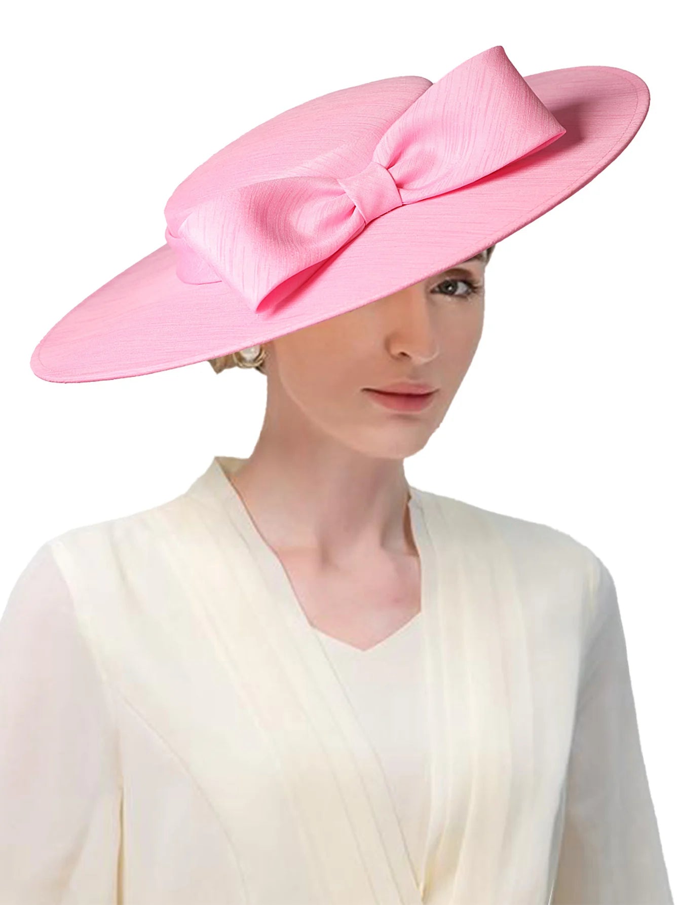 Wide Brim Church Fascinator Hat – Elegant Big Bowknot Fedora for Women, Kentucky Derby, Weddings & Tea Parties