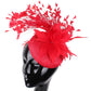 Elegant Red Wedding Fascinator Hat – Imitation Sinamay Feather Headpiece, Vintage Bridal Hair Accessory for Women