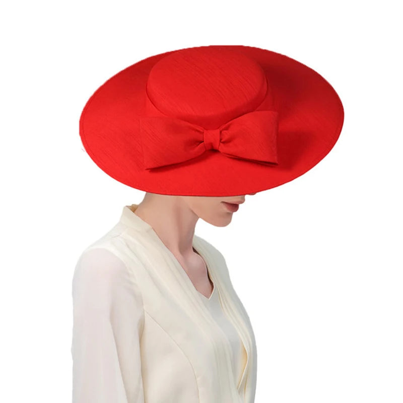 Wide Brim Church Fascinator Hat – Elegant Big Bowknot Fedora for Women, Kentucky Derby, Weddings & Tea Parties