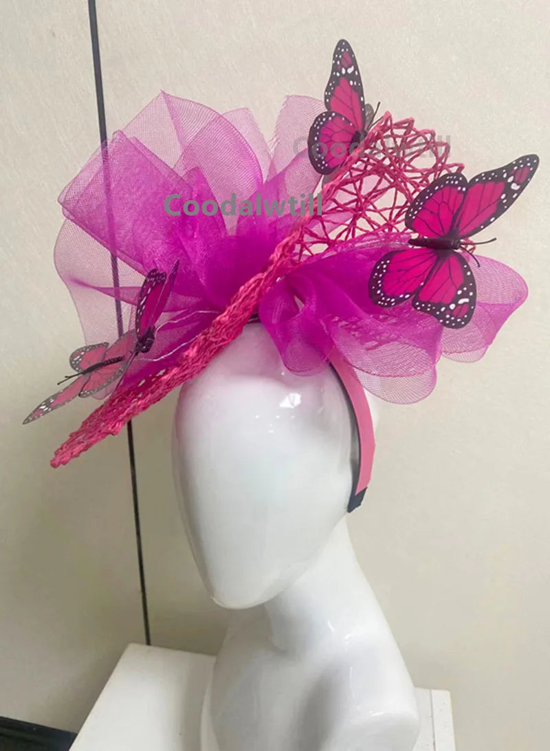 Fashion Butterfly Fascinator Hat – Elegant Wedding & Race Day Headpiece, Big Pillbox Cap for Ladies, Derby & Parties