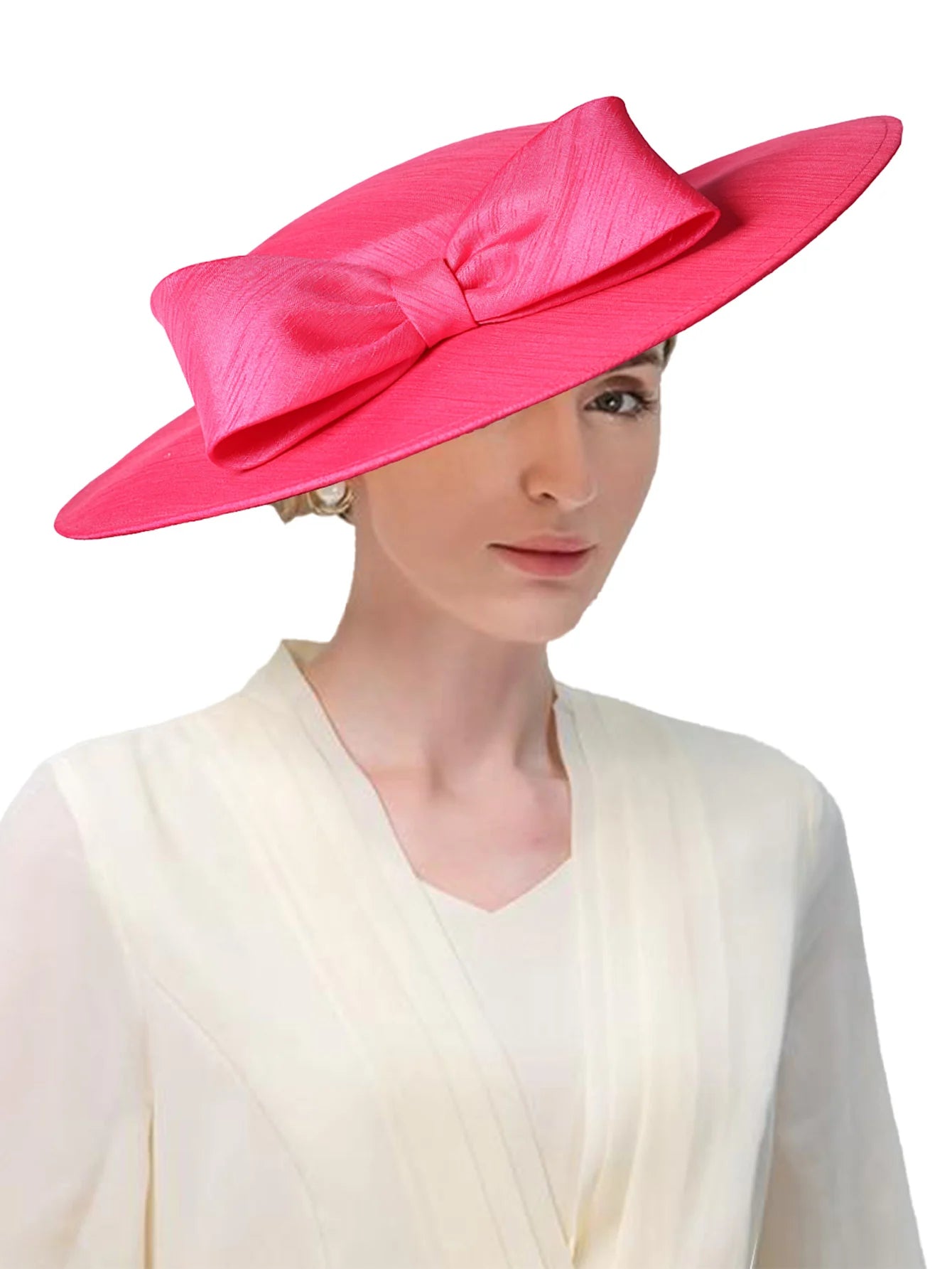 Wide Brim Church Fascinator Hat – Elegant Big Bowknot Fedora for Women, Kentucky Derby, Weddings & Tea Parties