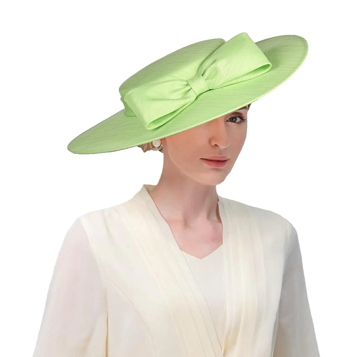 Wide Brim Church Fascinator Hat – Elegant Big Bowknot Fedora for Women, Kentucky Derby, Weddings & Tea Parties