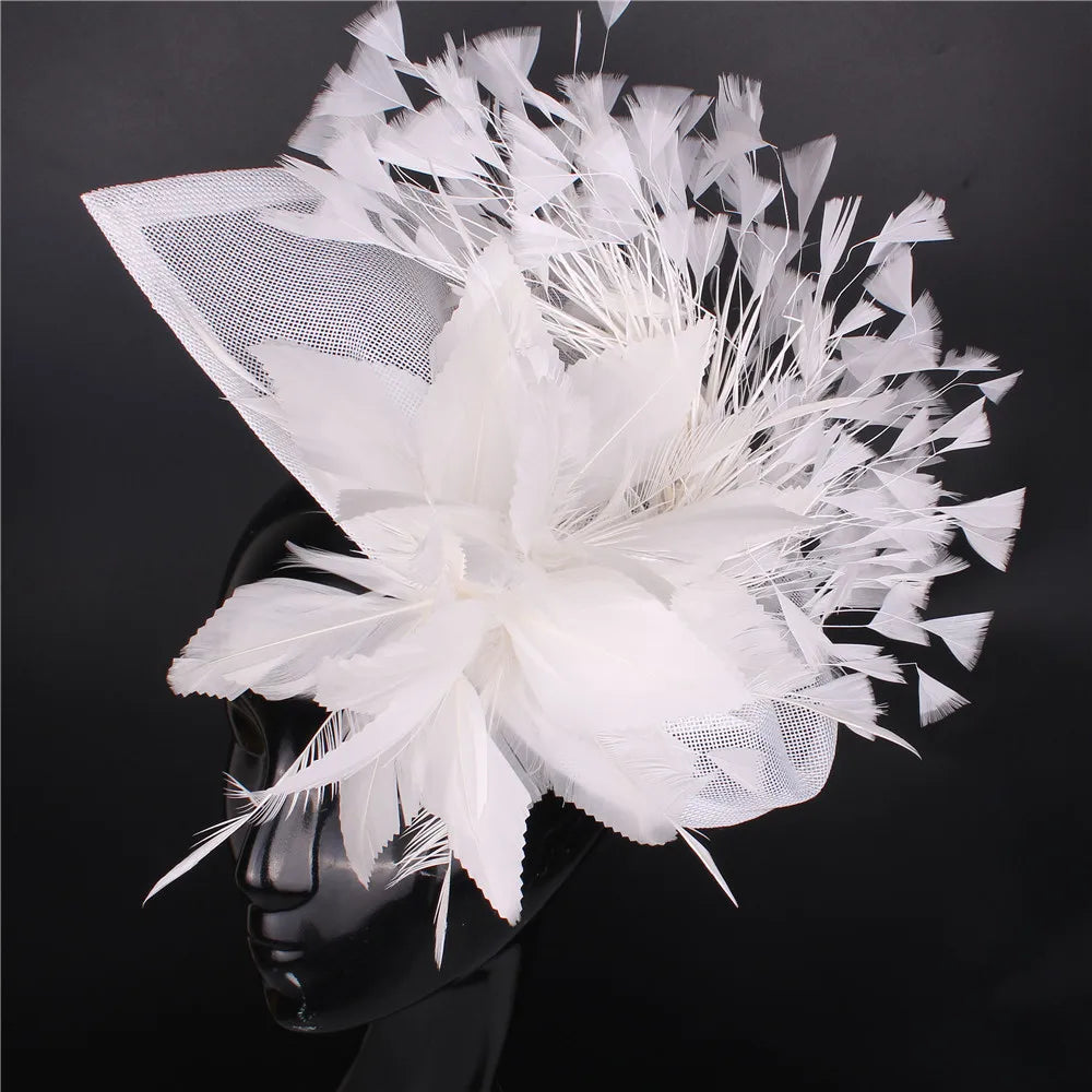 Elegant Red Wedding Fascinator – Imitation Sinamay Feather Hat, Vintage Bridal Headdress & Hair Accessory for Ladies