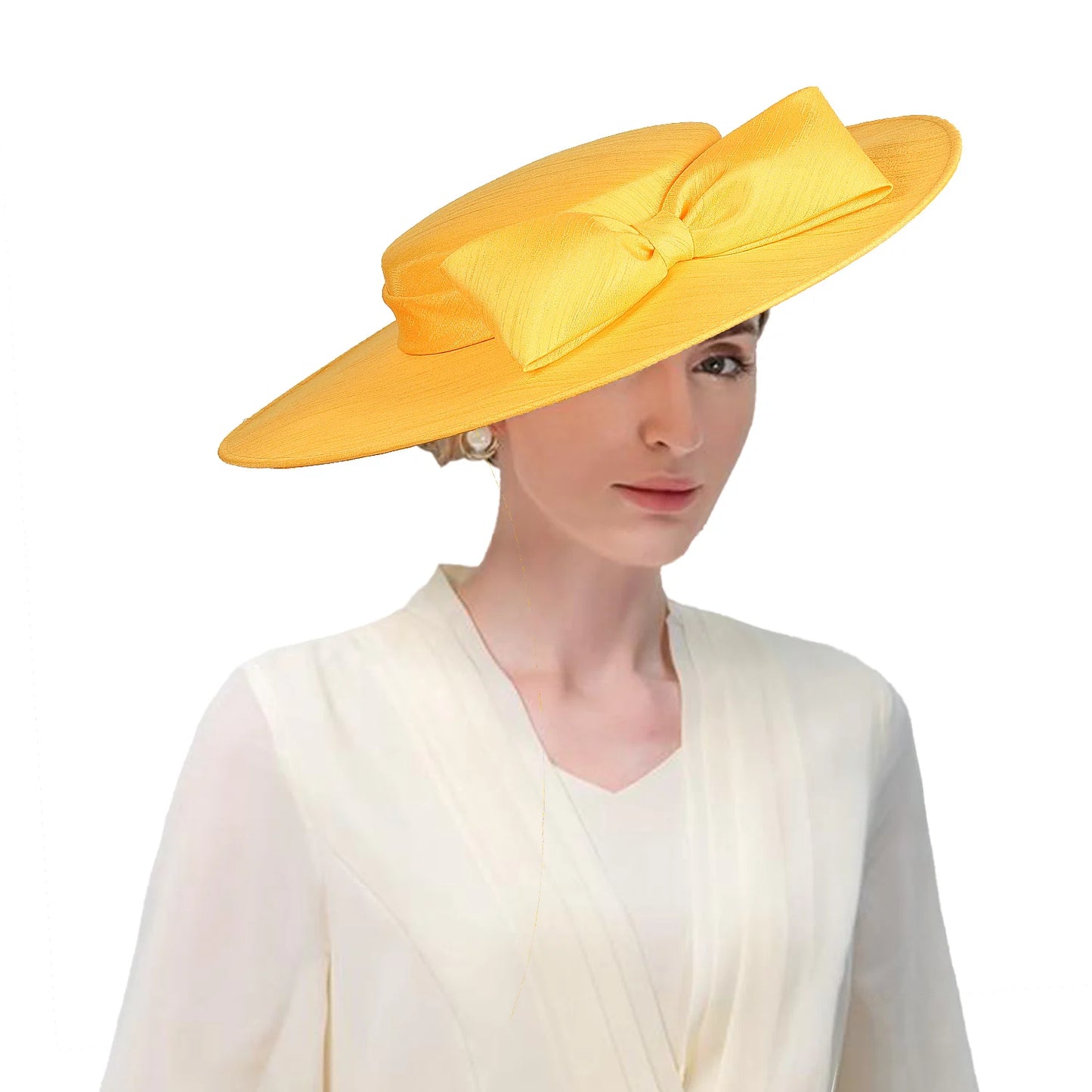 Wide Brim Church Fascinator Hat – Elegant Big Bowknot Fedora for Women, Kentucky Derby, Weddings & Tea Parties