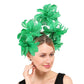 Vintage Green Feather Flower Top Hat – Elegant Hair Hoop with Pearls for Weddings, Parties & Special Events