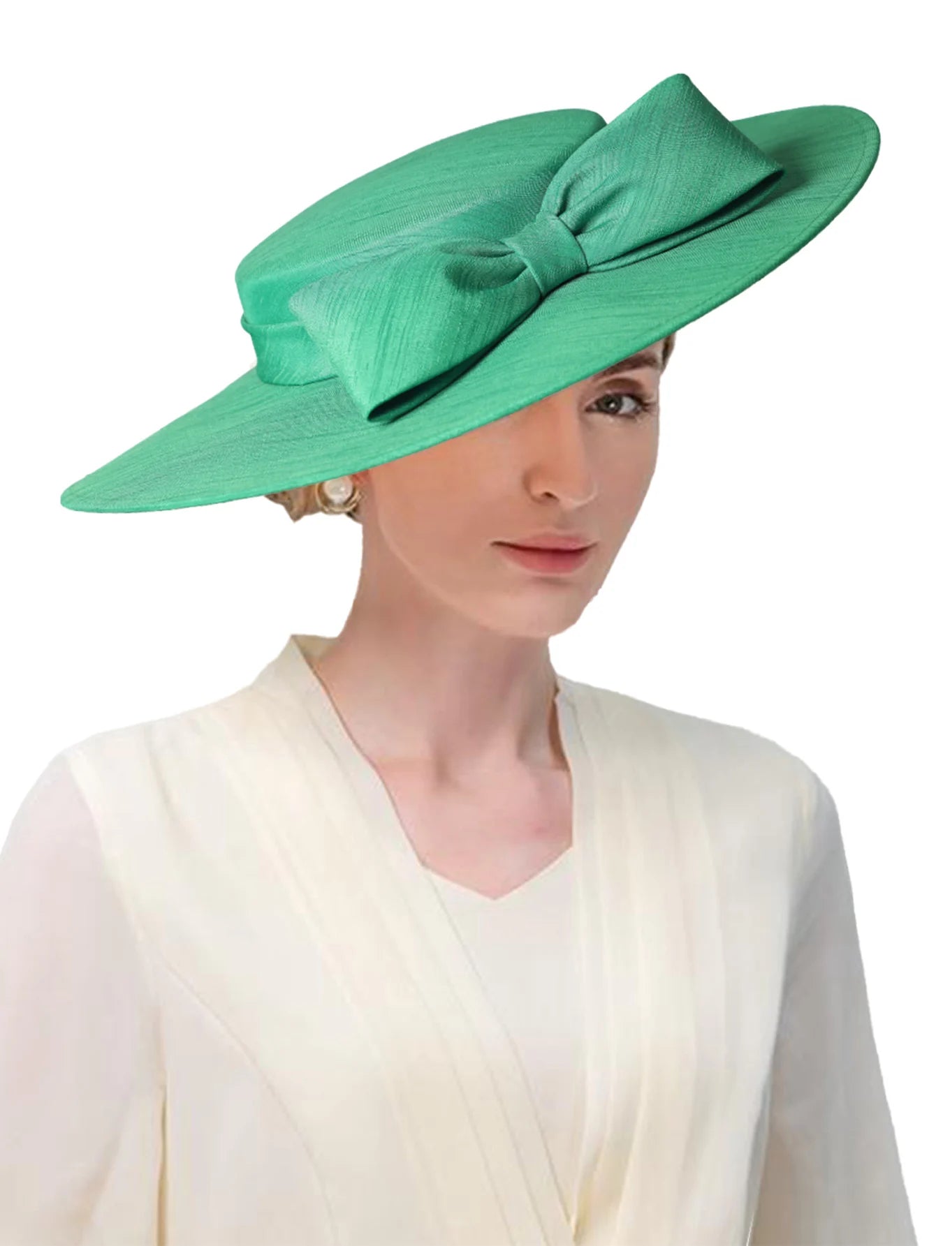 Wide Brim Church Fascinator Hat – Elegant Big Bowknot Fedora for Women, Kentucky Derby, Weddings & Tea Parties