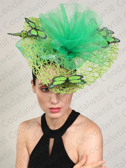 Fashion Butterfly Fascinator Hat – Elegant Wedding & Race Day Headpiece, Big Pillbox Cap for Ladies, Derby & Parties