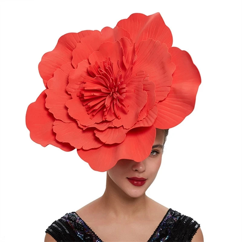 Women's Large Flower Bow Fascinator – Elegant Headdress & Hair Band for Bridal, Prom, & Photo Shoot Accessories