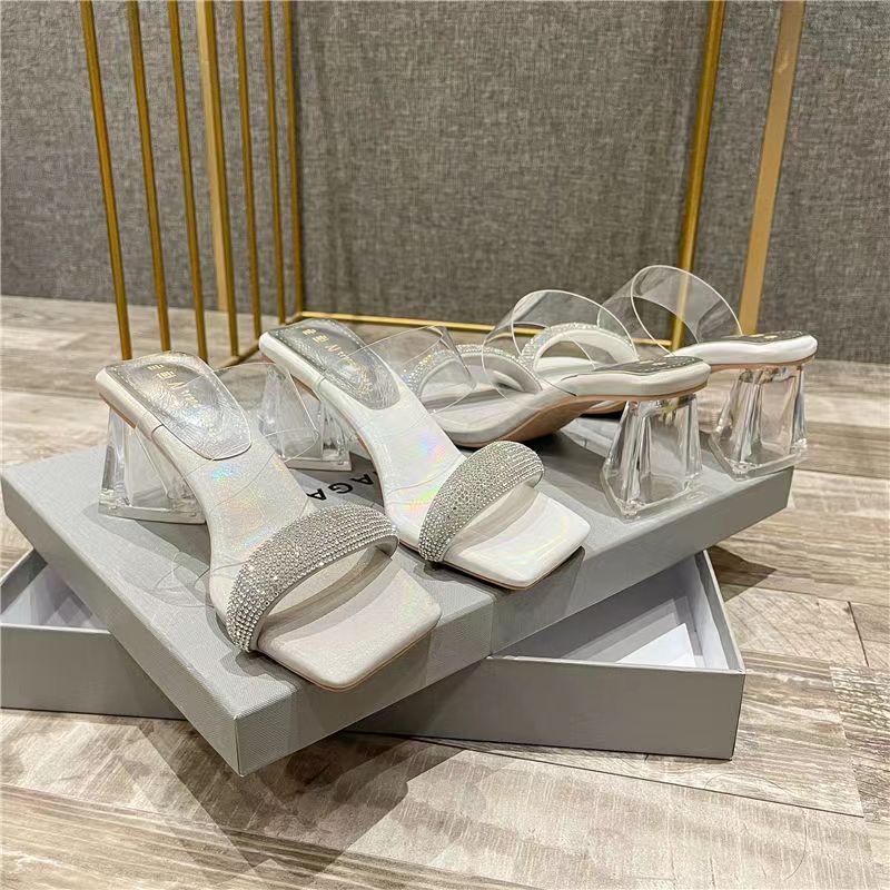 Thick Heels Fhinestone Sandals