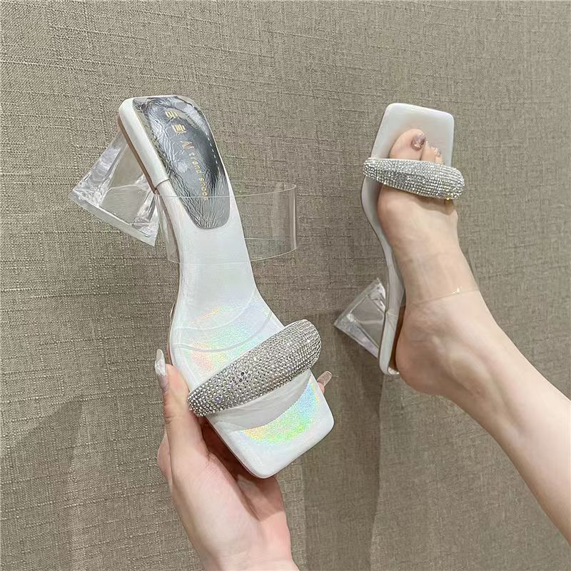 Thick Heels Fhinestone Sandals