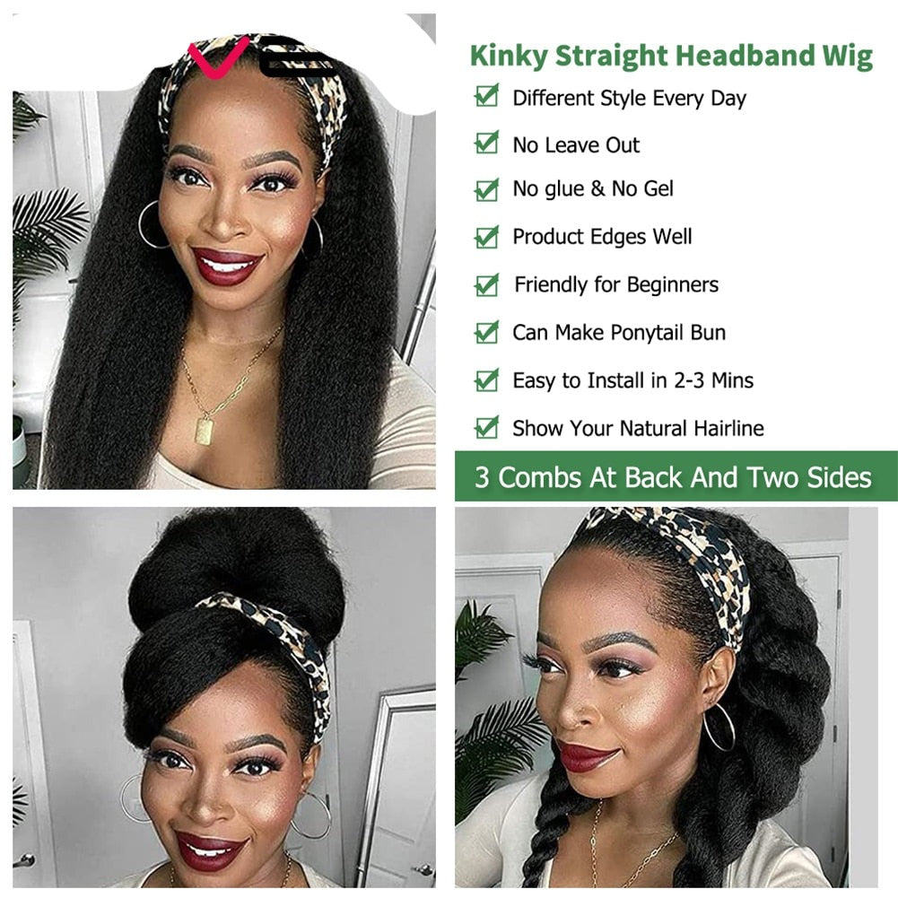 Yaki Straight Headband Synthetic Hair Wig