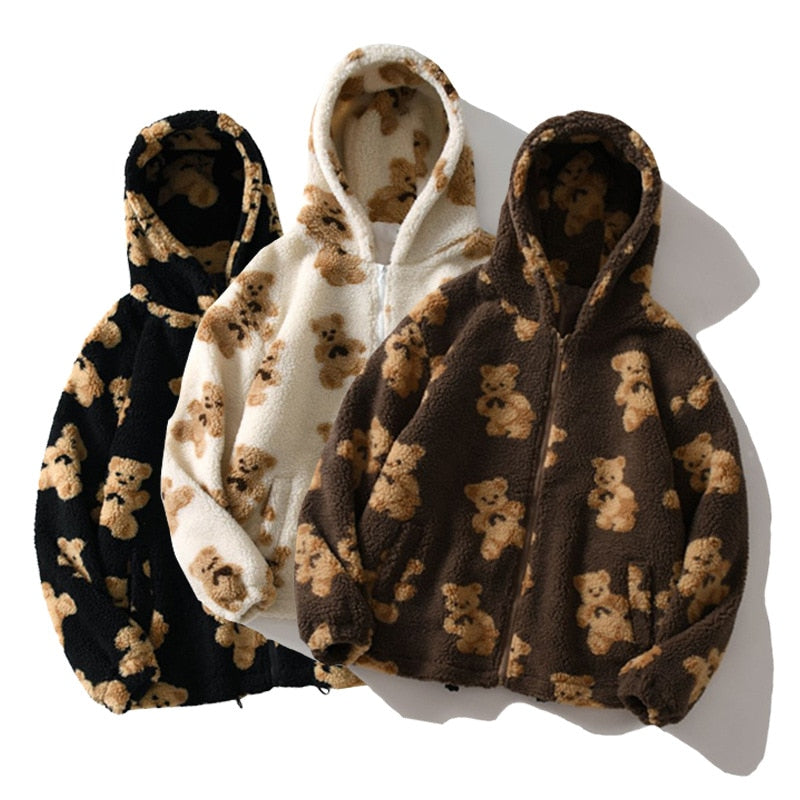 Teddy Bear Print Winter Jacket