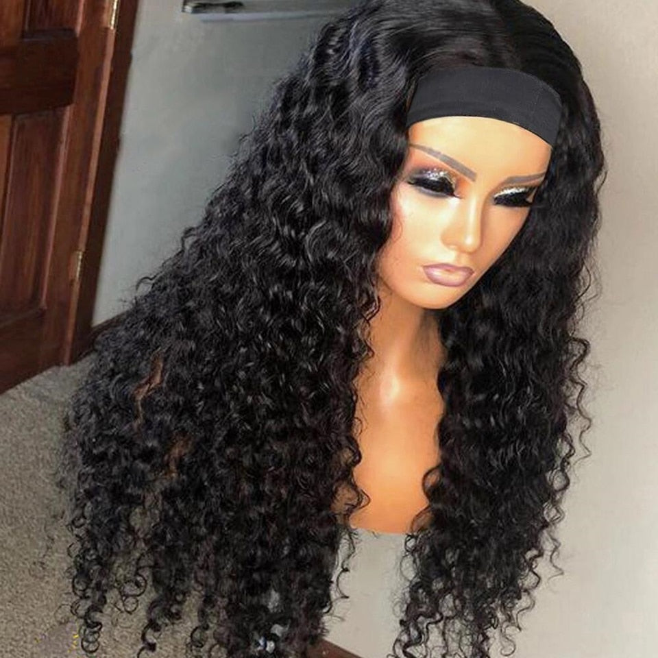 Deep Curly Headband Human Hair Wig