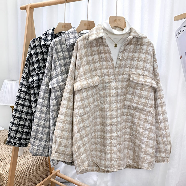 Retro Houndstooth Jacket for Women