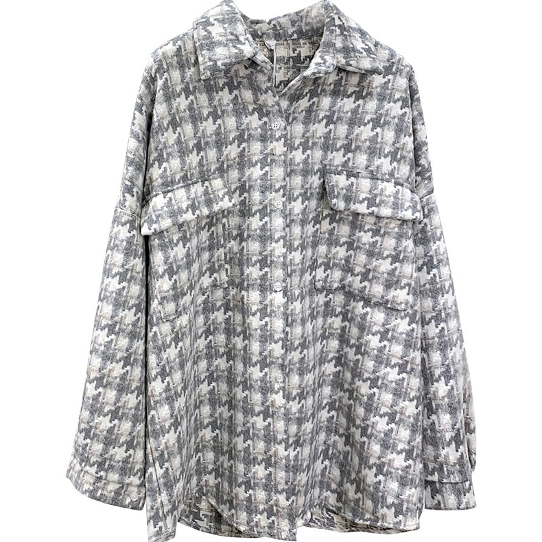 Retro Houndstooth Jacket for Women