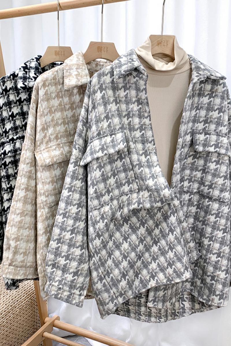 Retro Houndstooth Jacket for Women