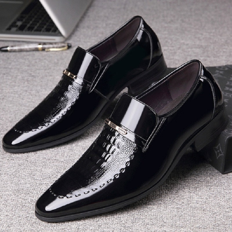 Leather Pointed Toe Shoes Slip On for Men