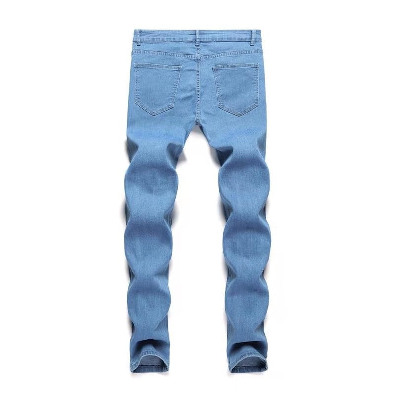 Popular Slim hip hop Skinny Blue Denim pants-Jeans