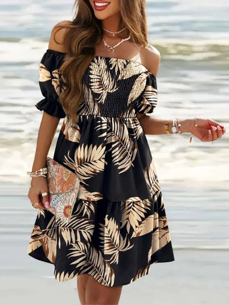 Bohemian Short Sleeve Dress for Women