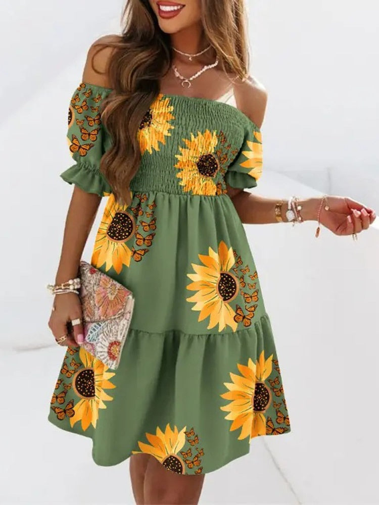 Bohemian Short Sleeve Dress for Women