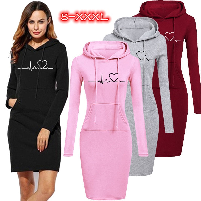 Slim Fit Hooded Sweater Dress