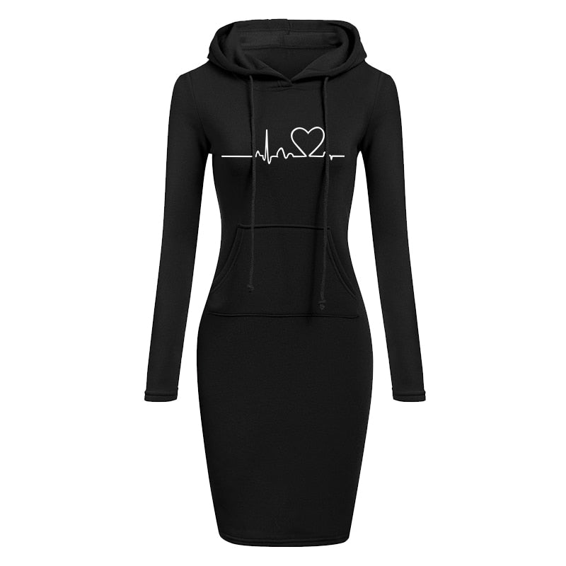 Slim Fit Hooded Sweater Dress