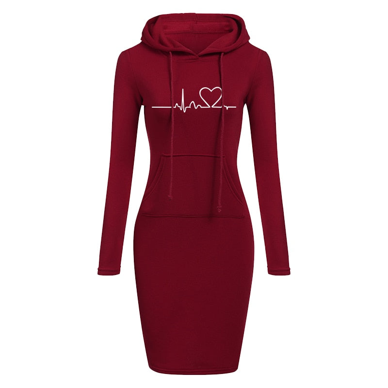 Slim Fit Hooded Sweater Dress