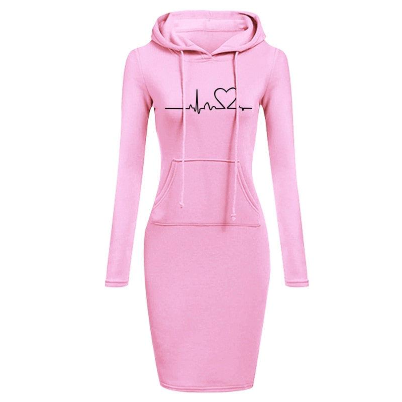 Slim Fit Hooded Sweater Dress