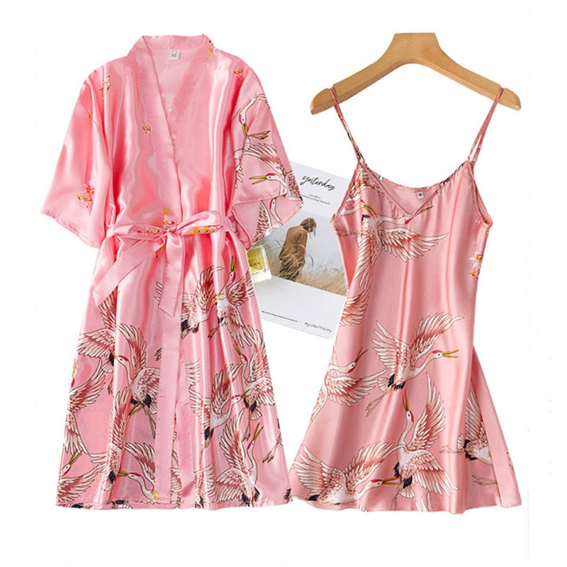 Silk Satin Night Dress Set