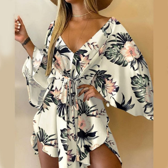 V Neck Floral Print Dress for Women