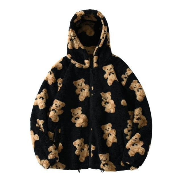 Teddy Bear Print Winter Jacket