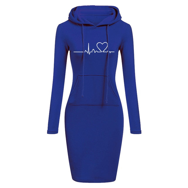 Slim Fit Hooded Sweater Dress