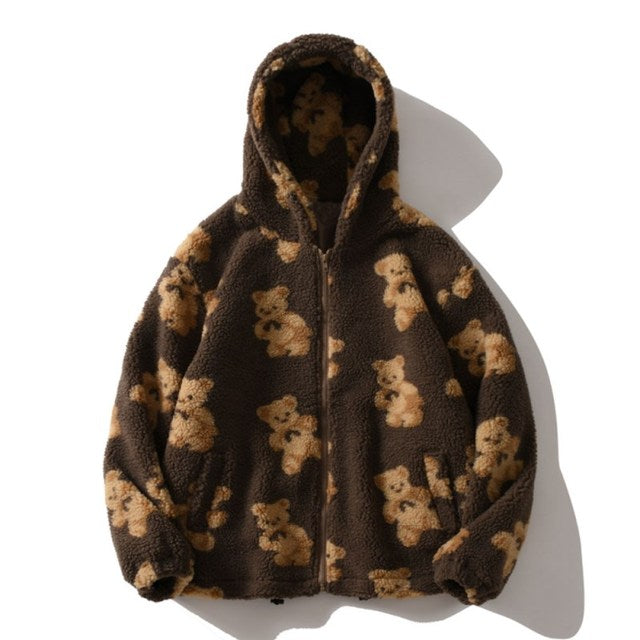 Teddy Bear Print Winter Jacket