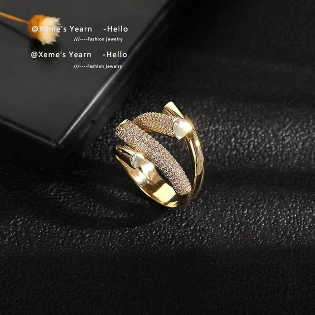 Zircon Metal Cross Opening Ring