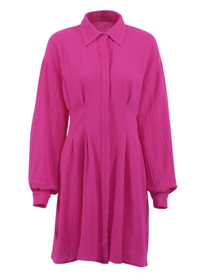 Spring Summer Cotton Linen Shirt Dress