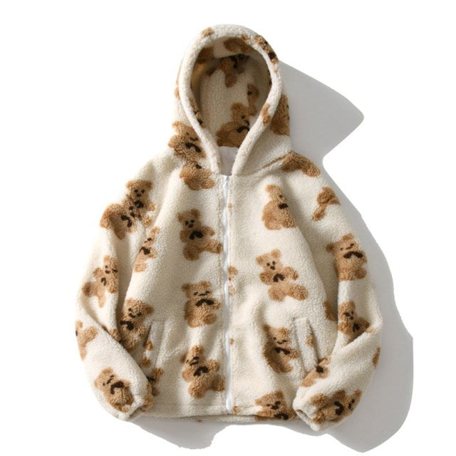 Teddy Bear Print Winter Jacket