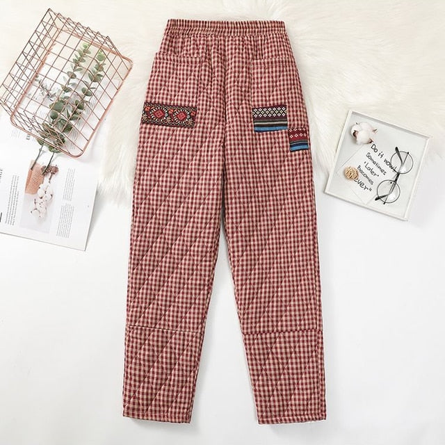 Loose Elastic High Waist Warm Cotton Thicken Pants